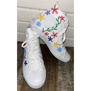 Converse Chuck Taylor All Star Women’s Sz 7 High Tops Hand Painted Embroidered